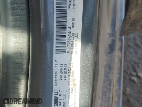 2013 Dodge Avenger SE with VIN 1C3CDZAB6DN517158, listed as a Copart auction lot 47925145 with 193,376 mi miles and Salvage Title. Bid and sale history available at DreamBid. Image 13.