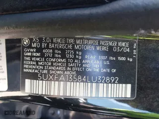 2004 BMW X5 3.0i with VIN 5UXFA13584LU32892, listed as a IAAI auction lot 41908811 with 217,448 mi miles. Bid and sale history available at carsss.com. Image 9.
