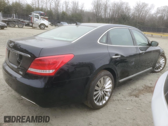 2014 Hyundai Equus Ultimate with VIN KMHGH4JH3EU076035, listed as a Copart auction lot 46129025 with 41,083 mi miles and Salvage title. Bid and sale history available at DreamBid. Image 3.
