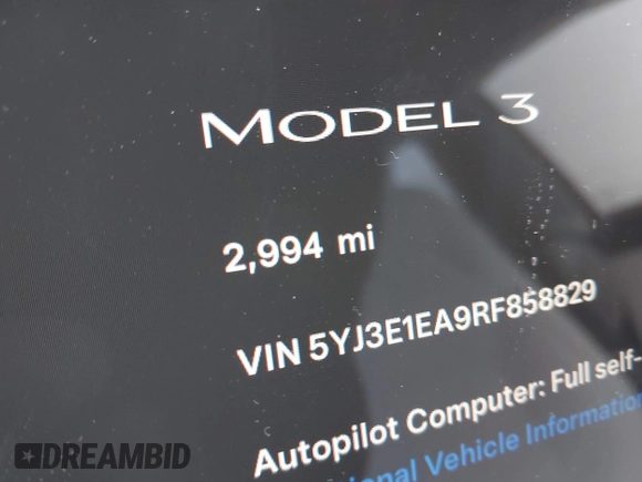 2024 Tesla Model 3 z VIN 5YJ3E1EA9RF858829, wystawiony jako IAAI lot #41160315 z przebiegiem 2 994 mil mil oraz . Historia ofert i sprzedaży dostępna na DreamBid. Obrazek 15.