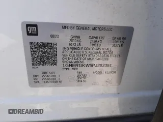 2023 Chevrolet Traverse LT Cloth with VIN 1GNERGKW6PJ303351, listed as a Copart auction lot 54703985 with 28,887 mi miles and Salvage title. Bid and sale history available at DreamBid. Image 14.