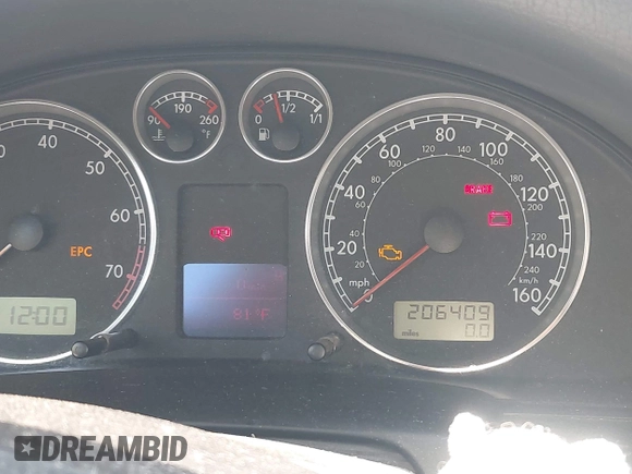 2003 Volkswagen Passat GLS z VIN WVWPD63B93P282332, wystawiony jako IAAI lot #42710298 z przebiegiem 206 409 mil mil oraz . Historia ofert i sprzedaży dostępna na DreamBid. Obrazek 7.