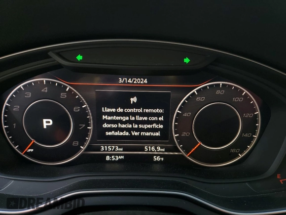 2018 Audi S4 Prestige with VIN WAUC4AF47JA233691, listed as a Copart auction lot 46186274 with 31,573 mi miles and Salvage Title. Bid and sale history available at carsss.com. Image 9.