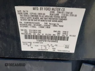 2015 Ford Taurus Limited with VIN 1FAHP2F81FG104493, listed as a IAAI auction lot 42587708 with 152,825 mi miles and . Bid and sale history available at DreamBid. Image 9.