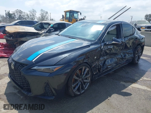 2021 Lexus IS 350 F Sport with VIN JTHGZ1B26M5040910, listed as a IAAI auction lot 42386842 with 26,627 mi miles and . Bid and sale history available at DreamBid. Image 2.