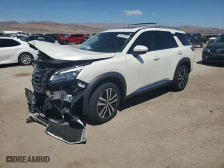 2023 Nissan Pathfinder Platinum with VIN 5N1DR3DH9PC211372, listed as a Copart auction lot 58107804 with 10,215 mi miles and Salvage Title. Bid and sale history available at carsss.com. Image 1.
