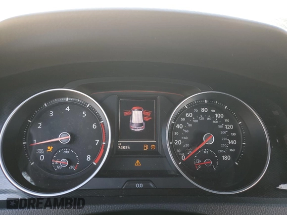 2016 Volkswagen Golf GTI SE with VIN 3VW5T7AU7GM047943, listed as a Copart auction lot 71943254 with 74,835 mi miles and Salvage Title. Bid and sale history available at carsss.com. Image 9.