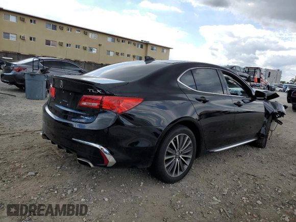 2018 Acura TLX Advance with VIN 19UUB3F70JA001115, listed as a Copart auction lot 46698185 with 71,444 mi miles and Salvage title. Bid and sale history available at DreamBid. Image 3.