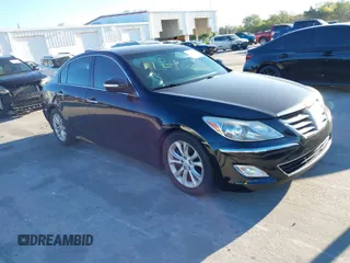 2012 Hyundai Genesis 3.8L with VIN KMHGC4DD4CU198035, listed as a IAAI auction lot 41816600 with 162,413 mi miles. Bid and sale history available at carsss.com. Image 1.