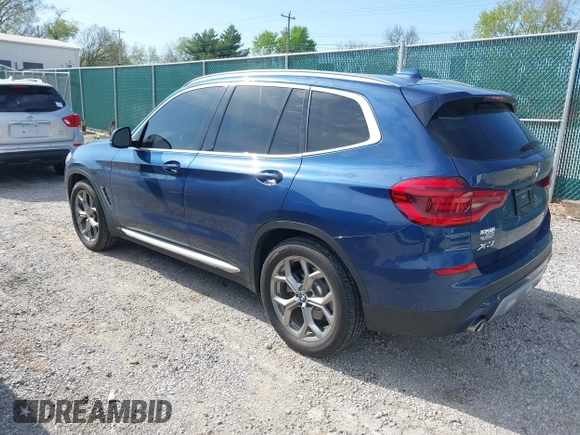 2020 BMW X3 xDrive30i with VIN 5UXTY5C02L9D58605, listed as a IAAI auction lot 41939854 with 22,361 mi miles and . Bid and sale history available at DreamBid. Image 3.