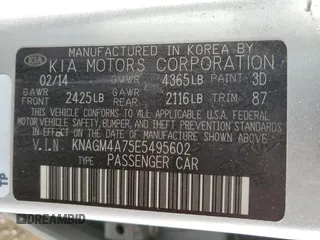 2014 Kia Optima LX with VIN KNAGM4A75E5495602, listed as a Copart auction lot 49712855 with 175,944 mi miles and Clean Title. Bid and sale history available at carsss.com. Image 12.