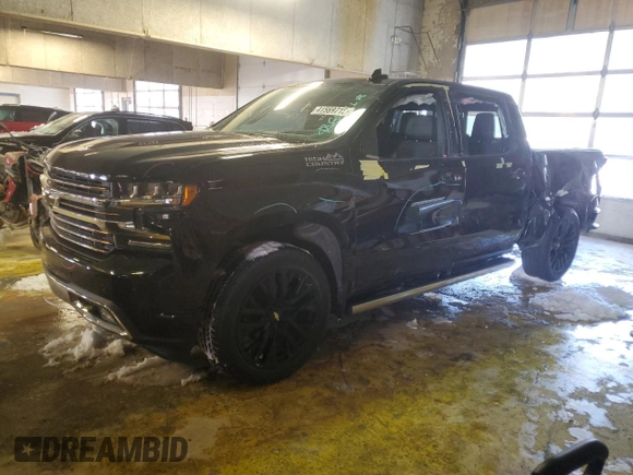 2019 Chevrolet Silverado 1500 High Country with VIN 1GCUYHEL7KZ157342, listed as a Copart auction lot 41569715 with 41,099 mi miles and Salvage Title. Bid and sale history available at carsss.com. Image 1.