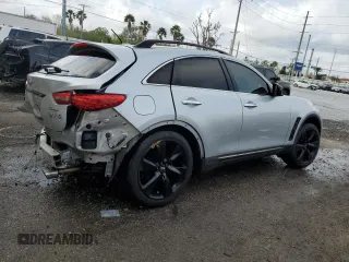 2017 Infiniti QX70 with VIN JN8CS1MU0HM140438, listed as a Copart auction lot 45424975 with 112,925 mi miles and Salvage title. Bid and sale history available at DreamBid. Image 3.