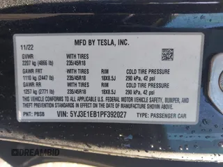 2023 Tesla Model 3 Long Range with VIN 5YJ3E1EB1PF392027, listed as a IAAI auction lot 41983638 with 31,415 mi miles and . Bid and sale history available at DreamBid. Image 9.