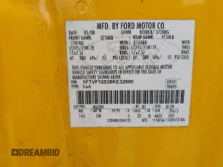 2008 Ford F-150 XL with VIN 1FTVF12538KE32990, listed as a Copart auction lot 85710764 with 141,563 mi miles and Salvage title. Bid and sale history available at DreamBid. Image 12.
