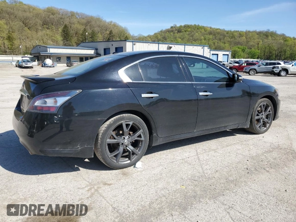 2014 Nissan Maxima SV with VIN 1N4AA5AP9EC437744, listed as a Copart auction lot 54659985 with 141,902 mi miles and Salvage title. Bid and sale history available at DreamBid. Image 3.