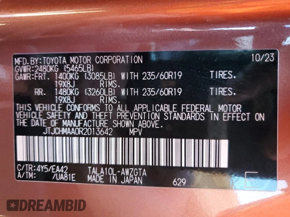 2024 Lexus RX 350 z VIN JTJCHMAA0R2013642, wystawiony jako Copart lot #85013634 z przebiegiem 5 604 mil mil oraz Szkoda całkowita • Salvage title. Historia ofert i sprzedaży dostępna na DreamBid. Obrazek 13.