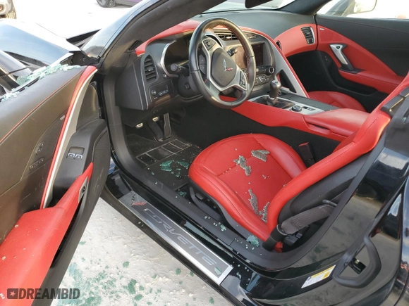 2015 Chevrolet Corvette Stingray Z51 3LT with VIN 1G1YL2D74F5119235, listed as a Copart auction lot 76189954 with 0 mi miles and Salvage Title. Bid and sale history available at carsss.com. Image 8.