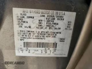 2004 Ford Escape Limited with VIN 1FMCU94164KB05673, listed as a Copart auction lot 48598705 with 196,351 mi miles and Salvage Title. Bid and sale history available at carsss.com. Image 14.