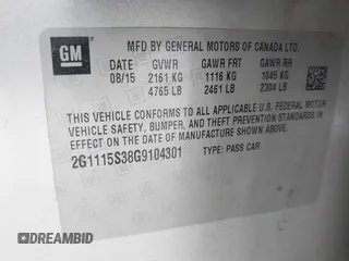 2016 Chevrolet Impala LT with VIN 2G1115S38G9104301, listed as a IAAI auction lot 42204459 with 193,785 mi miles and . Bid and sale history available at DreamBid. Image 9.