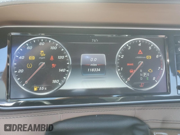 2015 Mercedes-Benz S 550 with VIN WDDUG8CBXFA157214, listed as a Copart auction lot 52240005 with 118,334 mi miles and Salvage Title. Bid and sale history available at DreamBid. Image 9.