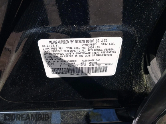 2012 Infiniti M with VIN JN1BY1AR1CM392880, listed as a IAAI auction lot 42012317 with 106,000 mi miles and . Bid and sale history available at DreamBid. Image 9.