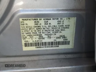 2004 Nissan Maxima SE z VIN 1N4BA41E44C853289, wystawiony jako Copart lot #58025475 z przebiegiem 169 779 mil mil oraz Szkoda całkowita • Salvage title. Historia ofert i sprzedaży dostępna na DreamBid. Obrazek 13.