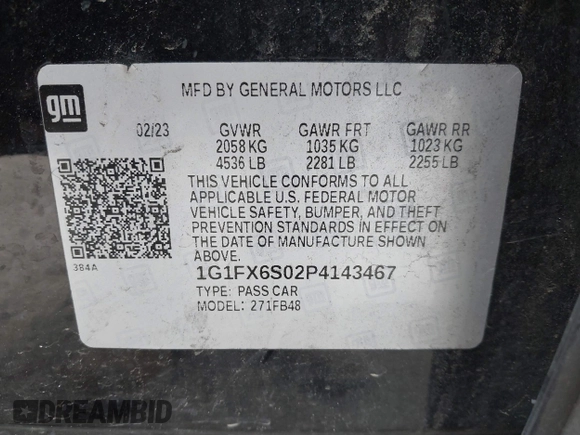 2023 Chevrolet Bolt EV 2LT z VIN 1G1FX6S02P4143467, wystawiony jako IAAI lot #41607322 z przebiegiem 95 398 mil mil oraz . Historia ofert i sprzedaży dostępna na DreamBid. Obrazek 9.