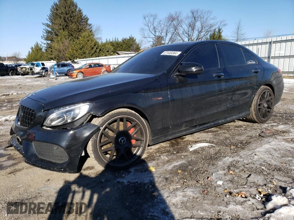 2018 Mercedes-Benz C 43 AMG with VIN 55SWF6EB6JU254173, listed as a Copart auction lot 87449364 with 130,860 mi miles and Salvage Title. Bid and sale history available at carsss.com. Image 1.