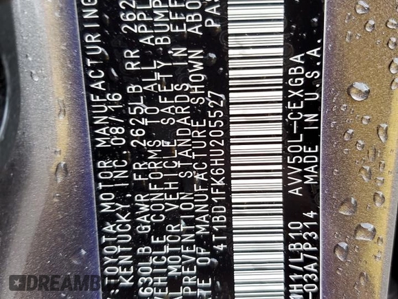 2017 Toyota Camry Hybrid LE z VIN 4T1BD1FK6HU205527, wystawiony jako Copart lot #57437025 z przebiegiem 55 826 mil mil oraz Szkoda całkowita • Salvage title. Historia ofert i sprzedaży dostępna na DreamBid. Obrazek 13.