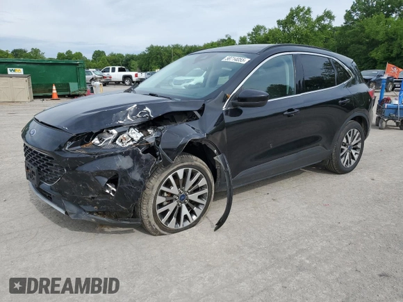 2021 Ford Escape Titanium with VIN 1FMCU9J97MUA57521, listed as a Copart auction lot 58714055 with 83,201 mi miles and Salvage title. Bid and sale history available at DreamBid. Image 1.