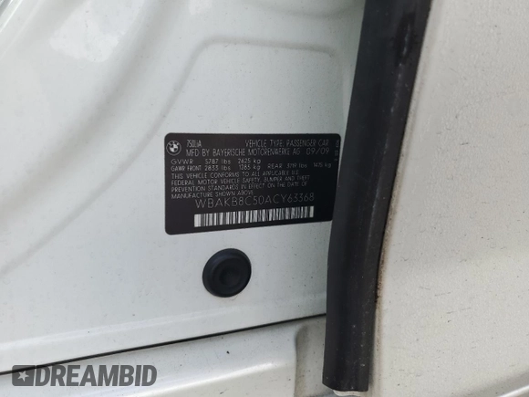 2010 BMW 7 Series 750Li с VIN WBAKB8C50ACY63368, выставлен на аукционе Copart как лот 87160534 с пробегом Не указан миль и Списание • Salvage title. История ставок и продаж доступна на DreamBid. Изображение 13.
