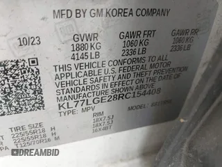 2024 Chevrolet Trax 1RS z VIN KL77LGE28RC154408, wystawiony jako IAAI lot #42105647 z przebiegiem 17 913 mil mil oraz . Historia ofert i sprzedaży dostępna na DreamBid. Obrazek 9.