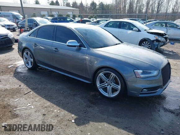 2014 Audi S4 Premium Plus with VIN WAUBGAFLXEA075296, listed as a IAAI auction lot 41527234 with 113,191 mi miles. Bid and sale history available at carsss.com. Image 1.