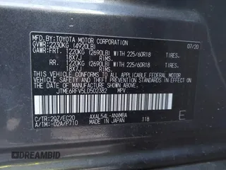 2020 Toyota RAV4 Hybrid XSE with VIN JTME6RFV5LD502382, listed as a IAAI auction lot 41832450 with 55,726 mi miles. Bid and sale history available at carsss.com. Image 9.