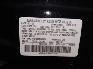2008 Infiniti EX Journey with VIN JNKAJ09F58M353958, listed as a IAAI auction lot 42118068 with 93,296 mi miles and . Bid and sale history available at DreamBid. Image 9.