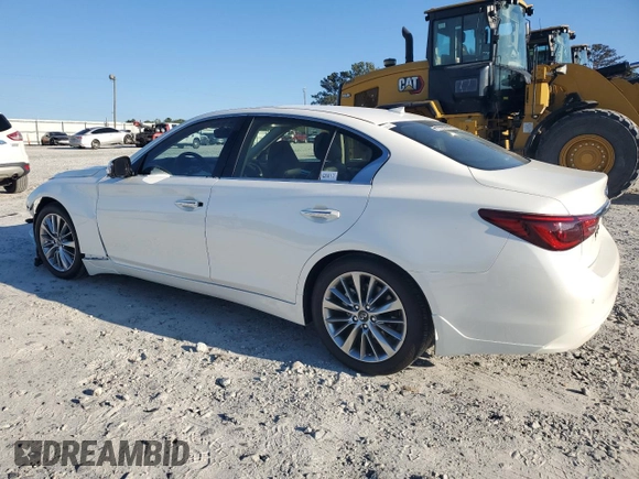 2024 Infiniti Q50 Luxe with VIN JN1EV7BP7RM600453, listed as a Copart auction lot 82838974 with 9,596 mi miles and Salvage title. Bid and sale history available at DreamBid. Image 2.