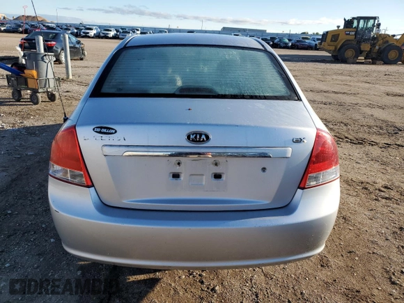 2008 Kia Spectra EX with VIN KNAFE121685507522, listed as a Copart auction lot 57908235 with 143,894 mi miles and Salvage title. Bid and sale history available at DreamBid. Image 6.