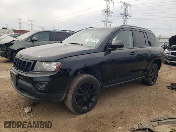 2014 Jeep Compass Altitude with VIN 1C4NJCBA8ED730183, listed as a Copart auction lot 73128034 with 76,993 mi miles and Salvage Title. Bid and sale history available at carsss.com. Image 1.