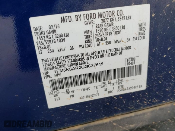 2016 Ford Police Interceptor Utility z VIN 1FM5K8AR2GGC37615, wystawiony jako Copart lot #57084935 z przebiegiem 170 078 mil mil oraz Szkoda całkowita • Salvage title. Historia ofert i sprzedaży dostępna na DreamBid. Obrazek 12.