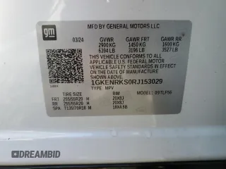 2024 GMC Acadia AWD Denali z VIN 1GKENRKS0RJ153029, wystawiony jako Copart lot #89339595 z przebiegiem 5 266 mil mil oraz Szkoda całkowita • Salvage title. Historia ofert i sprzedaży dostępna na DreamBid. Obrazek 15.