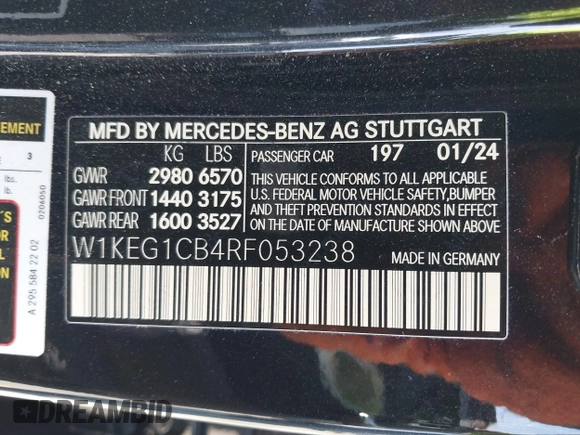 2024 Mercedes-Benz EQE 350 z VIN W1KEG1CB4RF053238, wystawiony jako IAAI lot #42164558 z przebiegiem 570 mil mil oraz . Historia ofert i sprzedaży dostępna na DreamBid. Obrazek 9.