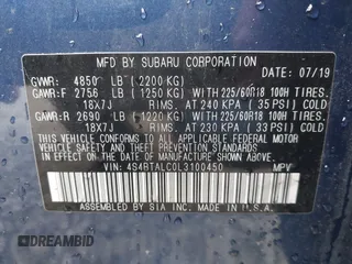 2020 Subaru Outback Limited z VIN 4S4BTALC0L3100450, wystawiony jako IAAI lot #41864188 z przebiegiem Nie podano mil oraz . Historia ofert i sprzedaży dostępna na DreamBid. Obrazek 9.