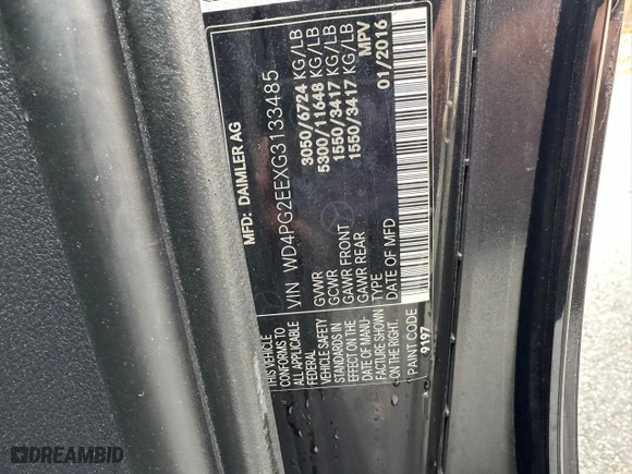 2016 Mercedes-Benz Metris Passenger Van with VIN WD4PG2EEXG3133485, listed as a Copart auction lot 80294044 with 1 mi miles and Clean Title. Bid and sale history available at carsss.com. Image 10.