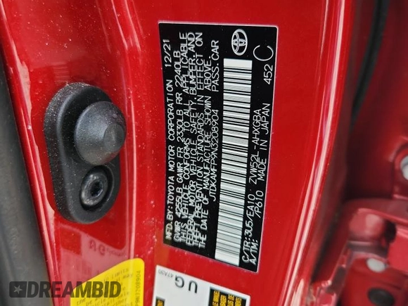 2022 Toyota Prius LE z VIN JTDKAMFP9N3208904, wystawiony jako Copart lot #62521205 z przebiegiem 37 147 mil mil oraz Szkoda całkowita • Salvage title. Historia ofert i sprzedaży dostępna na DreamBid. Obrazek 12.
