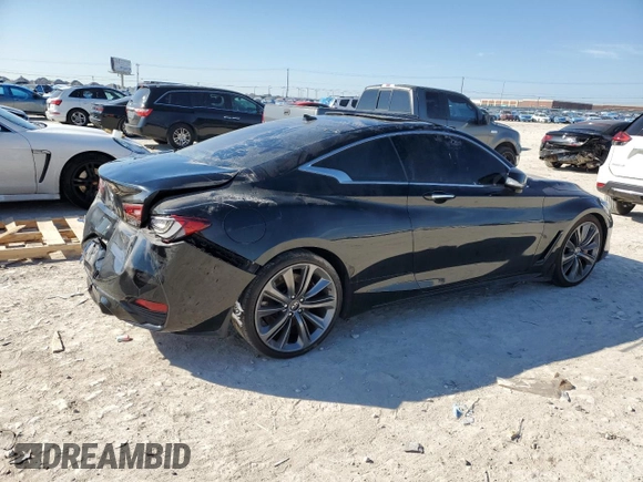 2021 Infiniti Q60 Red Sport 400 with VIN JN1FV7LK3MM530045, listed as a Copart auction lot 46617935 with 45,888 mi miles and Salvage title. Bid and sale history available at DreamBid. Image 3.