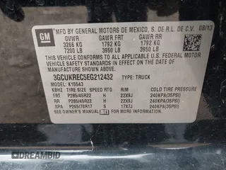 2014 Chevrolet Silverado 1500 LT with VIN 3GCUKREC5EG212432, listed as a IAAI auction lot 42066660 with 190,609 mi miles and . Bid and sale history available at DreamBid. Image 9.