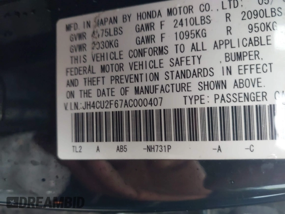 2010 Acura TSX with VIN JH4CU2F67AC000407, listed as a IAAI auction lot 42513552 with 283,950 mi miles and . Bid and sale history available at DreamBid. Image 9.