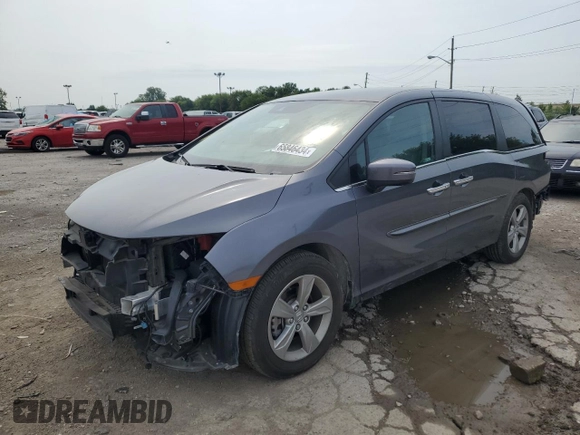 2019 Honda Odyssey EX with VIN 5FNRL6H50KB028595, listed as a Copart auction lot 65846434 with 77,596 mi miles and Salvage title. Bid and sale history available at DreamBid. Image 1.