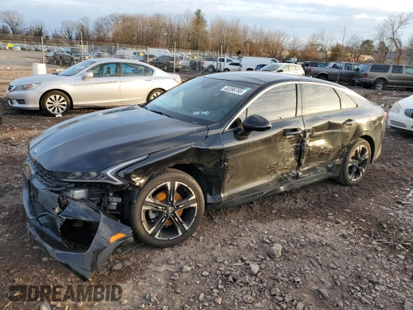 2021 Kia K5 GT-Line with VIN 5XXG64J27MG052749, listed as a Copart auction lot 45398785 with 61,250 mi miles and Salvage Title. Bid and sale history available at carsss.com. Image 1.